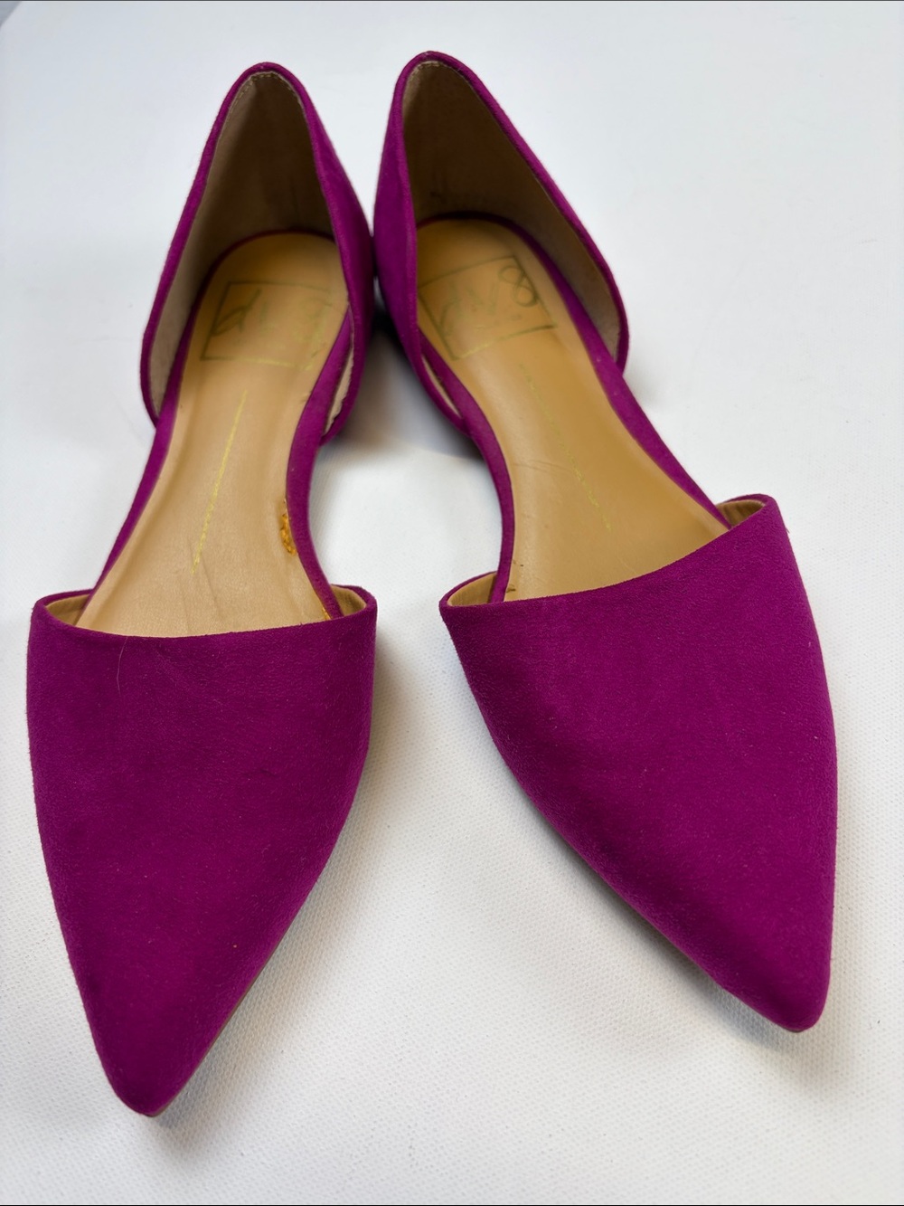 DOLCE VITA FUCHSIA SUEDE D’ORSAY POINTED TOE BALLET FLATS SIZE 6